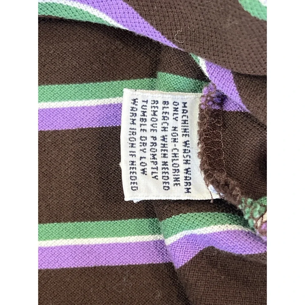 Men's Vintage Polo Ralph Lauren Striped  Polo Shirt Brown‎ Purple Green Size XL